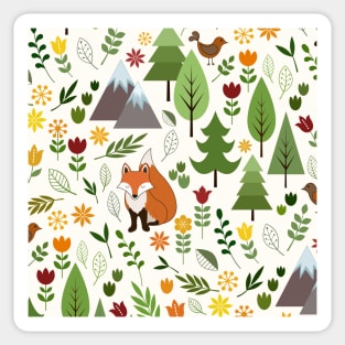 Scandinavian Style Illustrations on Cream Pattern Sticker